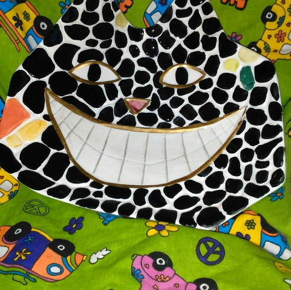 CRESCENT CERAMIC MOSAIC CAT CANDY DISH - Picture 6 of 6